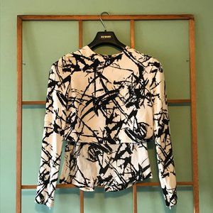 A.L.C. Black and White Silk Shirt Size 2